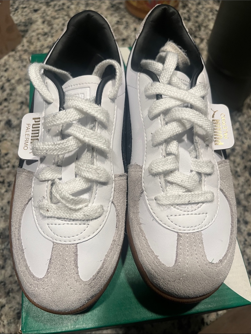 Puma Kids Palermo Sneakers in White and Light Gray